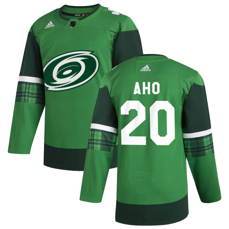 Carolina Hurricanes #20 Sebastian Aho Men Adidas 2020 St. Patrick Day Stitched NHL Jersey Green->carolina hurricanes->NHL Jersey